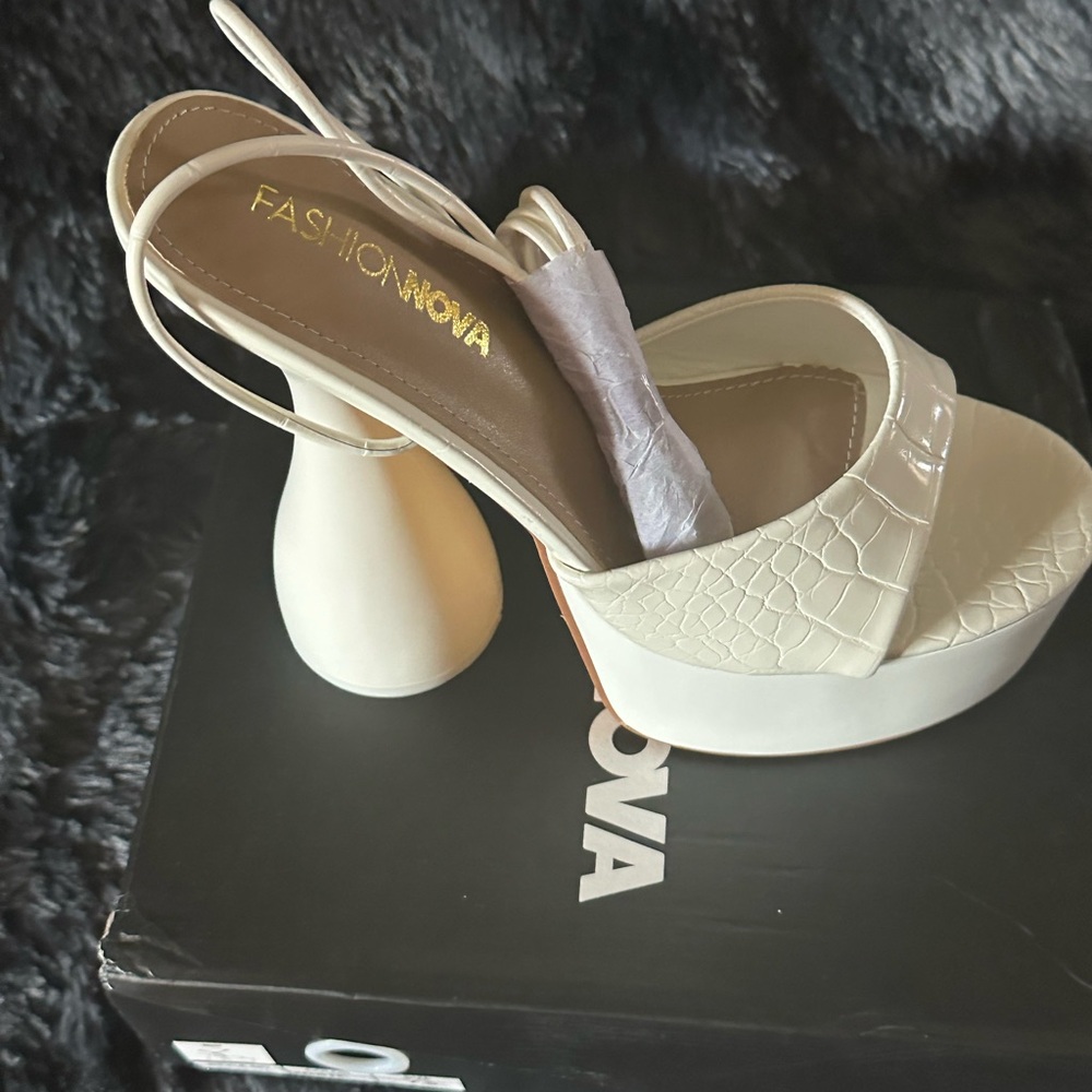 Fashion Nova White Platform Heels